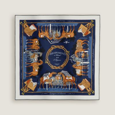 シルクバンダナ 《H・アンリュミネ》 - ブルー | Hermès - エルメス